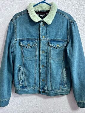 Hooey Light Blue Denim Jacket with White Sherpa Collar